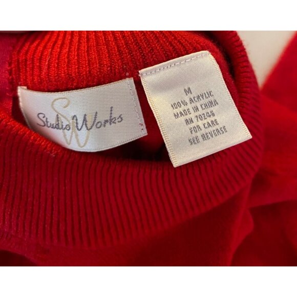 Red Studio Works Red Top Pullover Womens Turtleneck Sweater Medium - Picture 3 of 8
